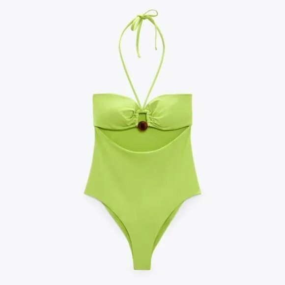 ZARA BEAD BANDEAU ONE PIECE SWIMSUIT - Picture 1 of 7